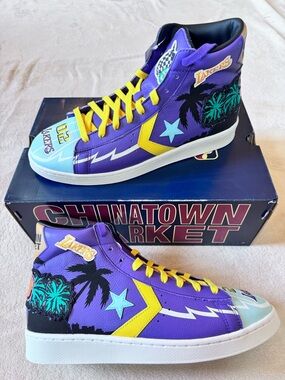 Converse x Chinatown Market 2002 NBA Lakers Pro Edition Leather Hightop Sz11
